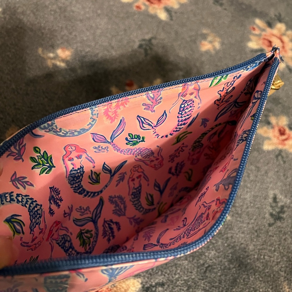 Lilly Pulitzer Pink and Blue Mermaid Girls Night Out Clutch wristlet - Picture 3 of 5